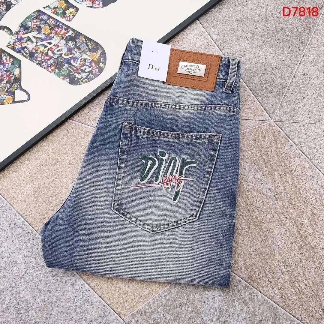Dior Men's Atelier Embroidered Logo Denim Jeans Blue - 1