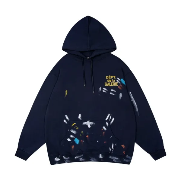 Gallery Dept Paint Splatter Hoodie Navy - 1