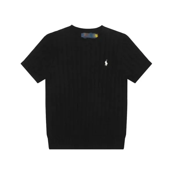Ralph Lauren Cable Knit Short-Sleeve Sweater Black - 1