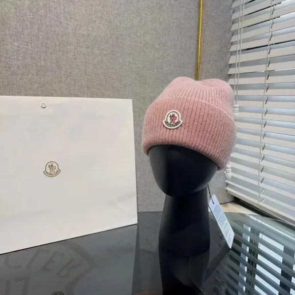 Moncler Logo Beanie Pink Hat - 1