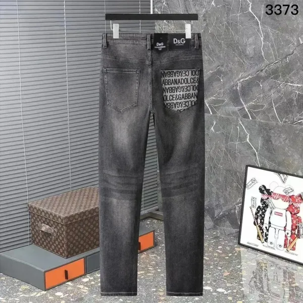 Dolce & Gabbana D&G Logo-Print Distressed Gray Jeans - 1