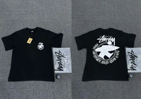 Stüssy International Logo Black T-Shirt - 1