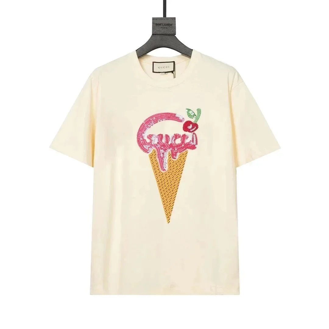 Gucci Ice Cream Sequin Embellished Beige T-Shirt - 1