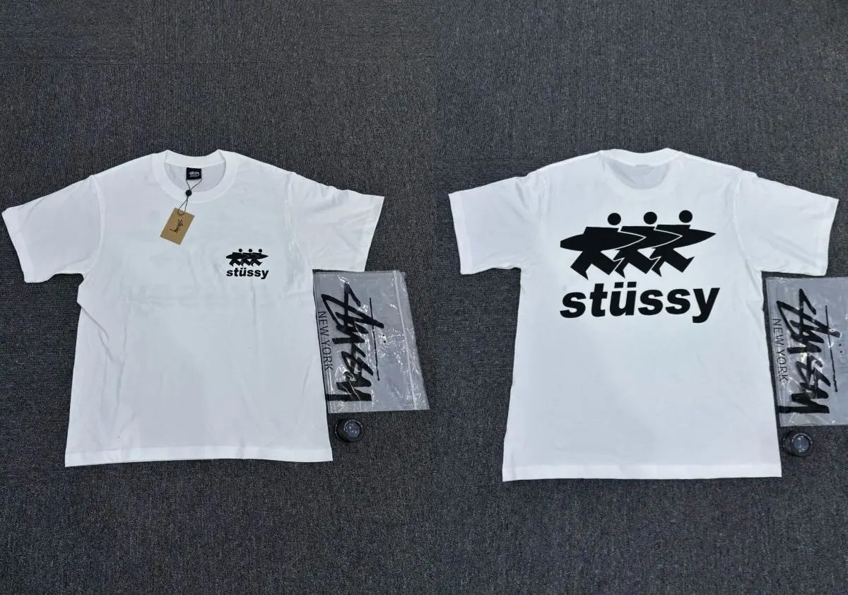 Stüssy Triple Logo White T-Shirt - 1