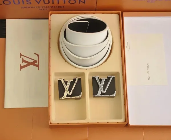Louis Vuitton Reversible Belt White/Black with LV Monogram Buckles Belts - 1