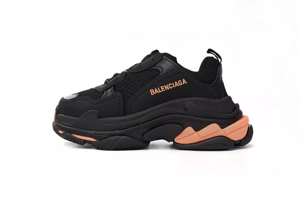 Balenciaga Triple S Black and Orange Sneakers - 1