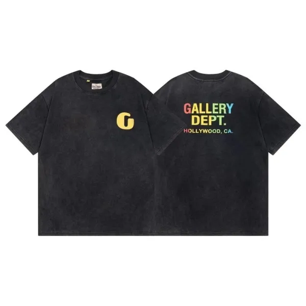 Gallery Dept. Rainbow Logo Washed Black T-Shirt - 1