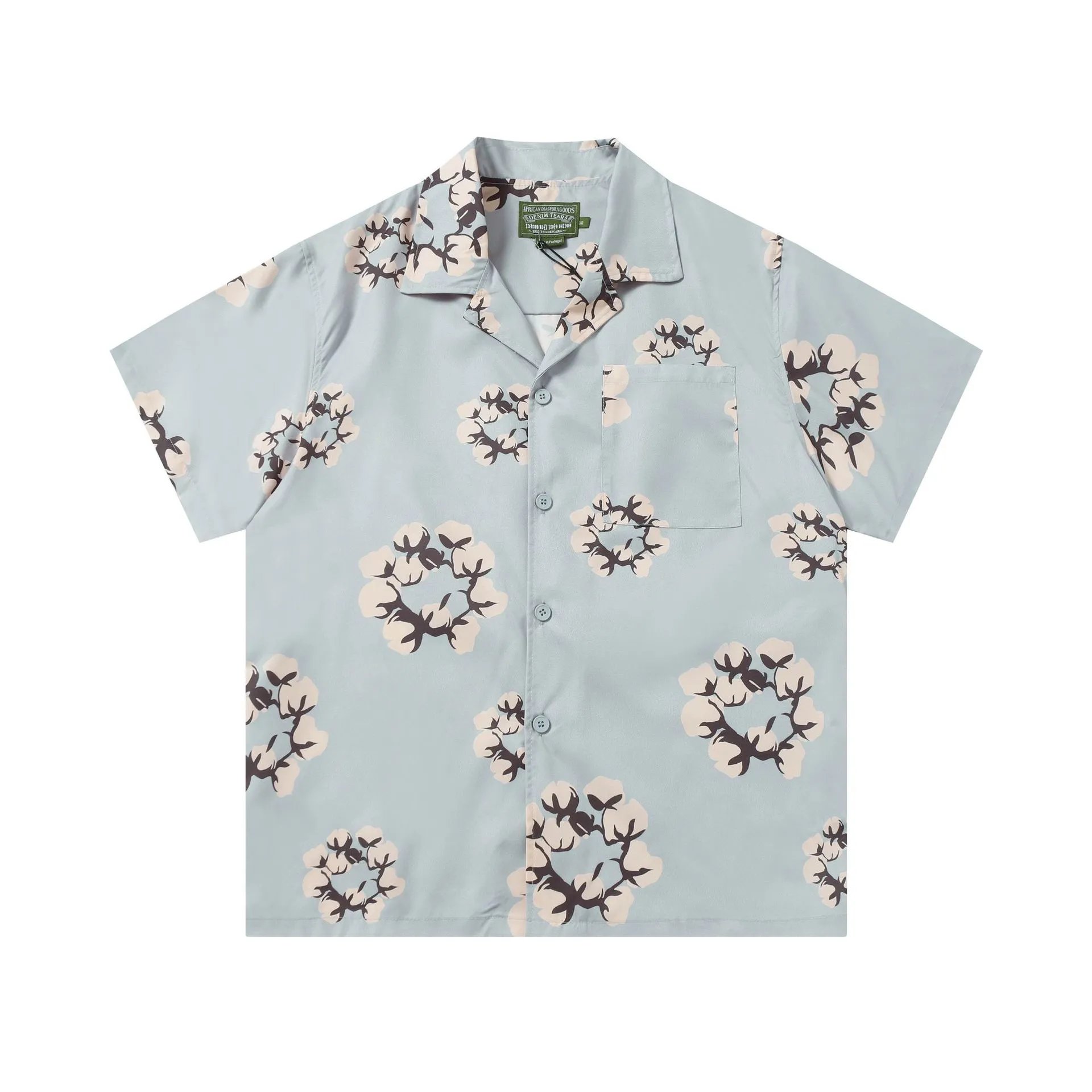 Off-White Cotton Flower Print Drawstring Shorts Black - 29