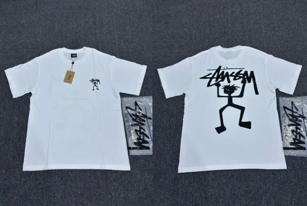 Stüssy x Jean-Michel Basquiat Stick Figure White T-Shirt - 1