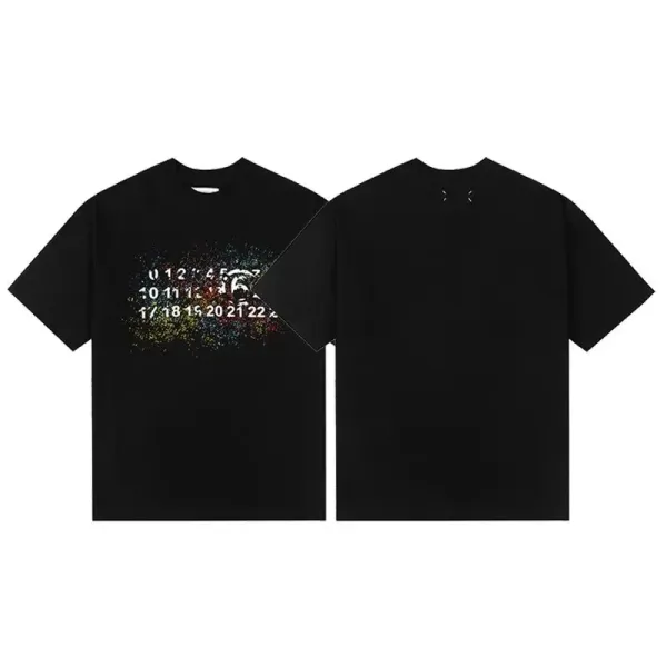 Maison Margiela Replica Numeric Print Black T-Shirt - 1