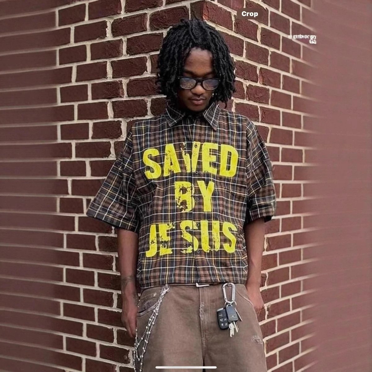 Crop Plaid Short Sleeve Shirt