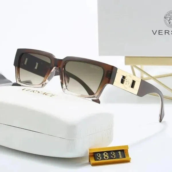 Versace Medusa Icon Square Sunglasses Brown Gradient with Gold Accents - 1