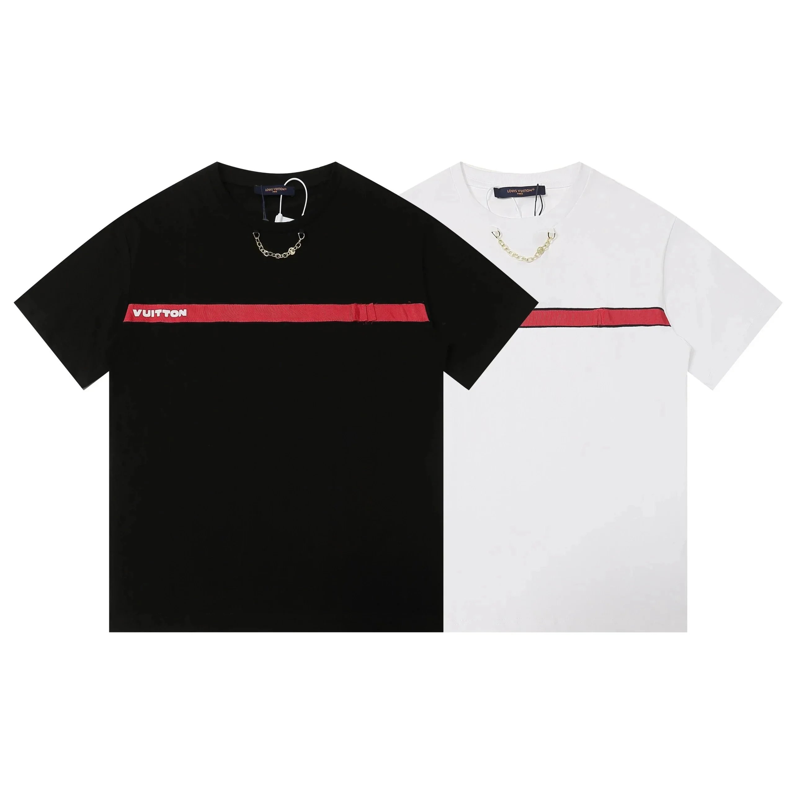 新款短袖红色标志织带装饰链条T恤-CY https://sheet.cheap - 2497539