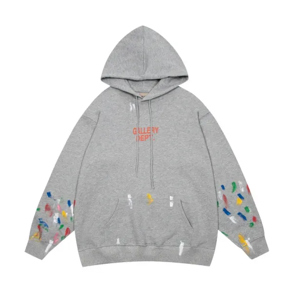 Gallery Dept Paint Splatter Hoodie Gray - 1