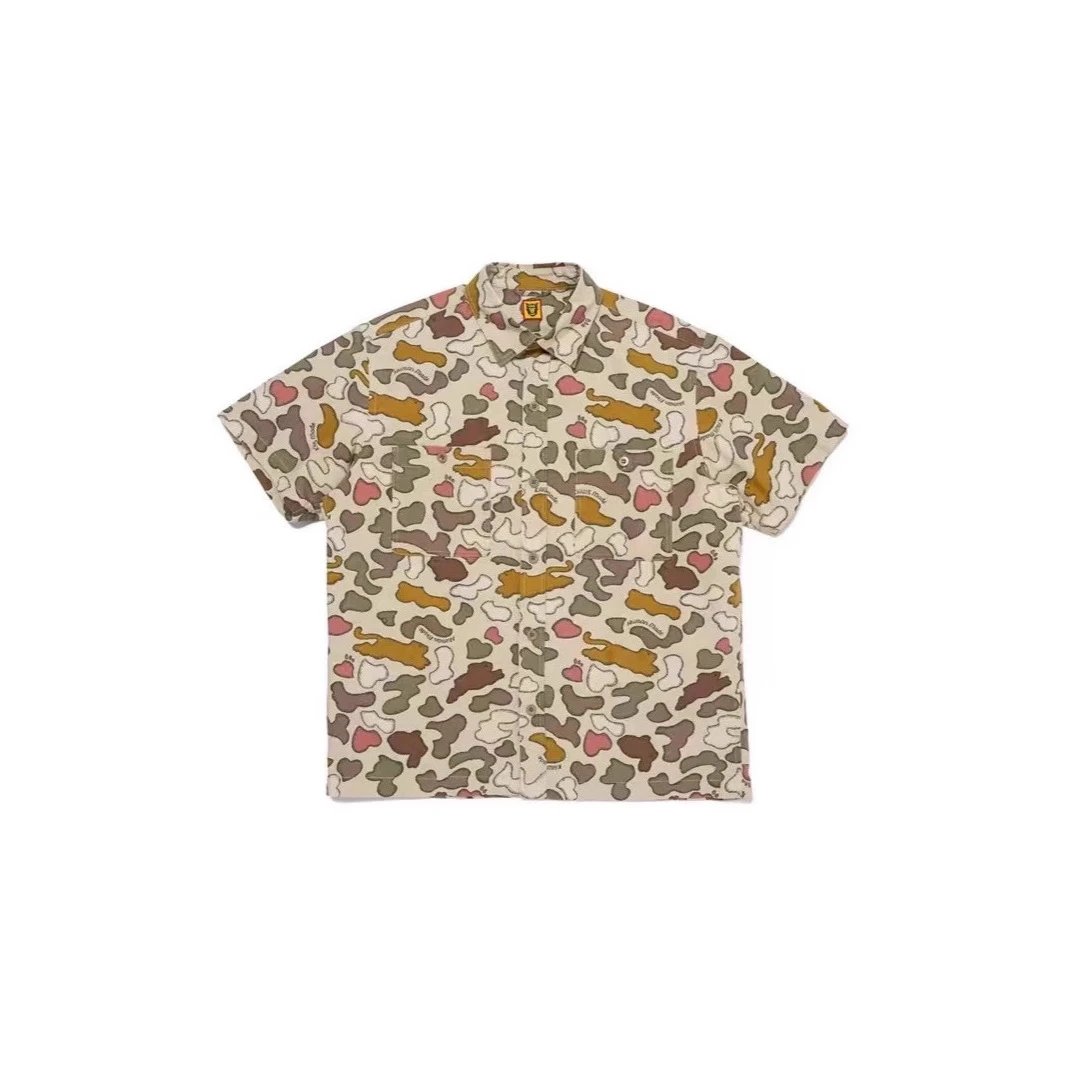 A Bathing Ape Camo Print Short-Sleeve Shirt Beige Multicolor - 4