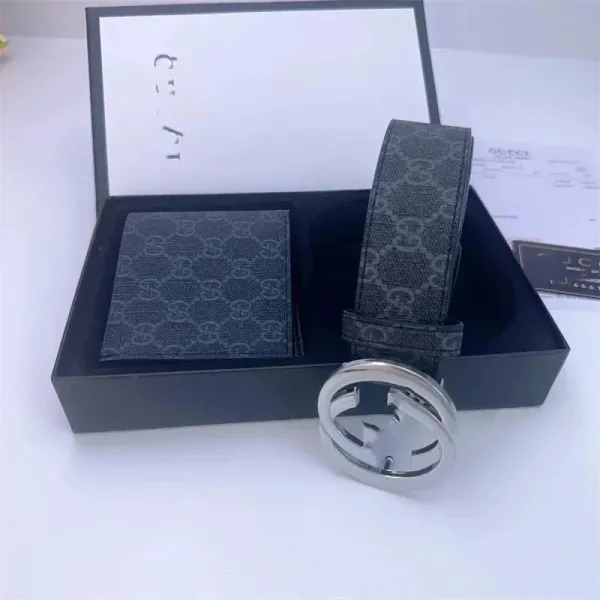 Gucci GG Marmont Belt and Wallet Set Black Monogram Accessories - 1