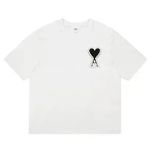 Ami Paris Heart Logo T-Shirt Brown - 5
