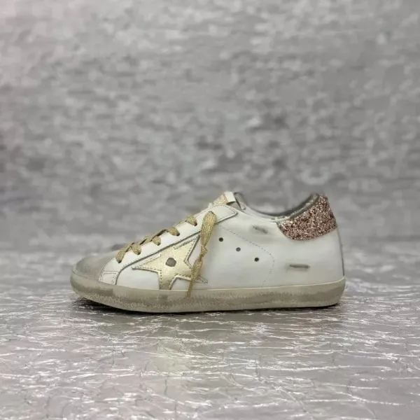 Golden Goose Superstar White Gold Glitter Sneakers - 1