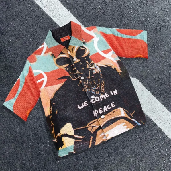 Pleasure x We Come In Peace Short-Sleeve Corduroy Shirt Multicolor - 1