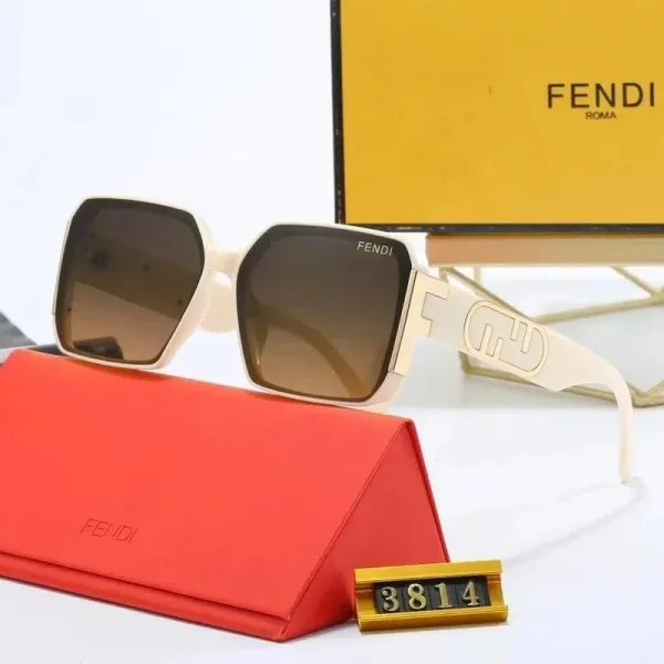 Fendi FF Square Frame Beige Sunglasses - 1