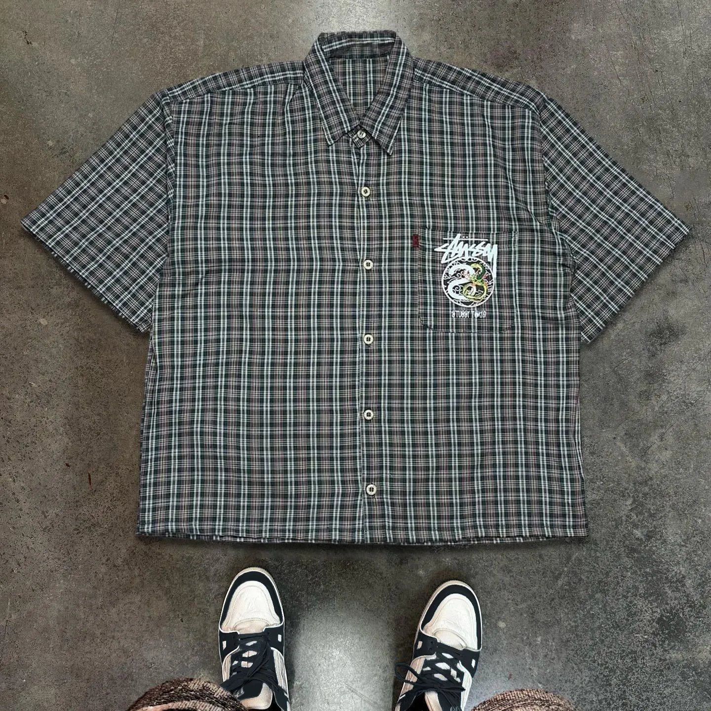 Stussy Tokyo Dragon Print Short-Sleeve Button-Up Shirt - 1