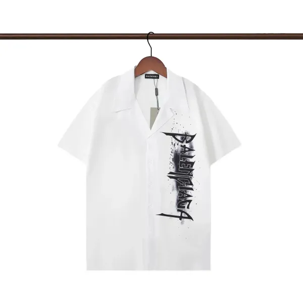 Balenciaga Logo Print Oversized Shirt White - 1