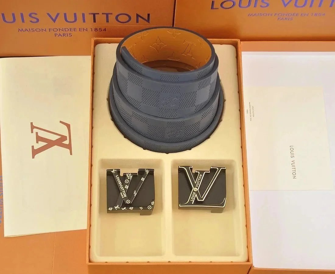 Louis Vuitton Damier Graphite Reversible Belt with LV Twist Buckles Gray Belt - 1