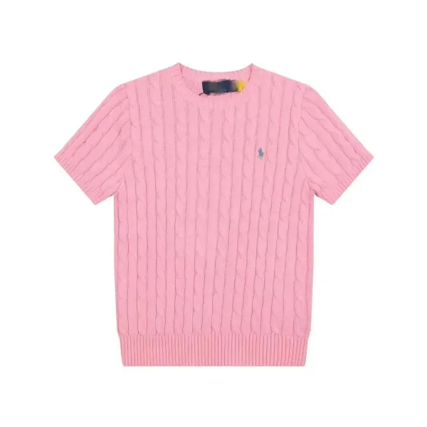 Ralph Lauren Cable Knit Short-Sleeve Sweater Pink - 1