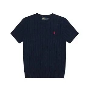 Ralph Lauren Cable Knit Short-Sleeve Sweater Gray - 8