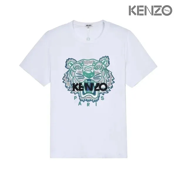 Kenzo Tiger Embroidered White T-Shirt - 1