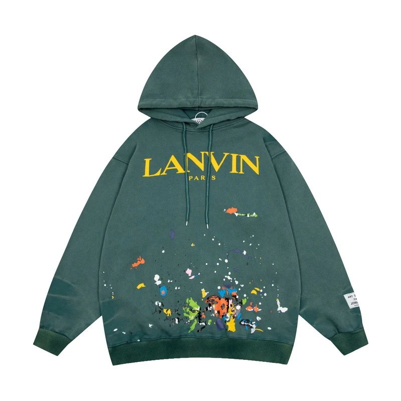 Lanvin x Gallery Dept. Paint Splatter Hoodie Army Green - 1