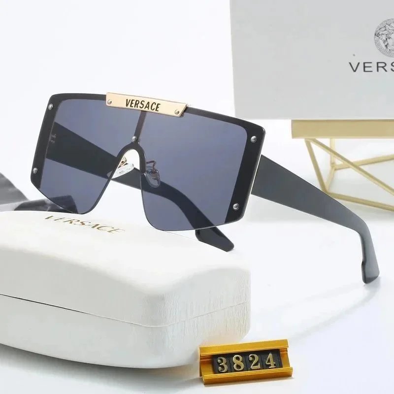 Versace Shield Sunglasses Black Gold Frame - 1
