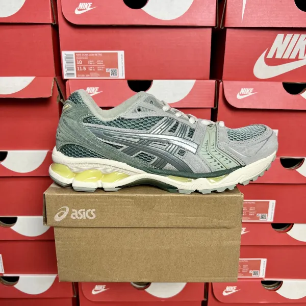 Asics Gel-Kayano 14 'Nike Dunk Low Retro' Collaboration Gray Green Yellow Running Shoes - 1