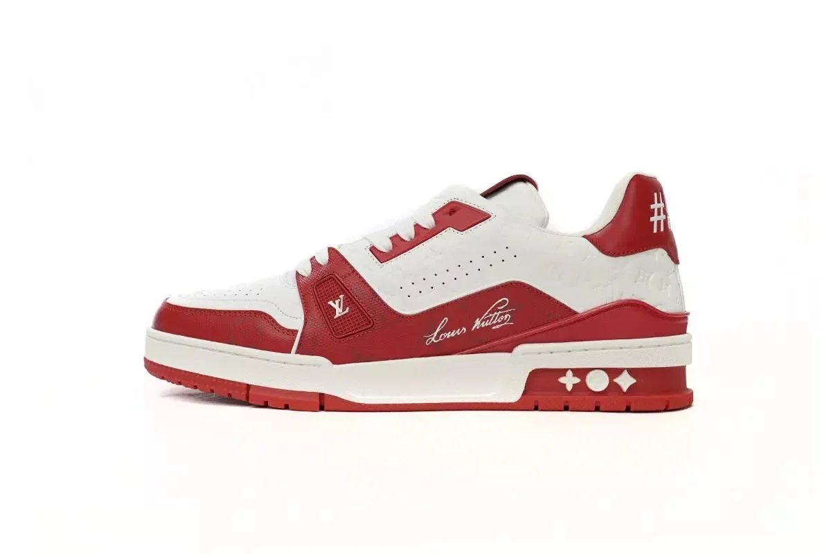 Louis Vuitton Trainer Red and White Sneakers - 1
