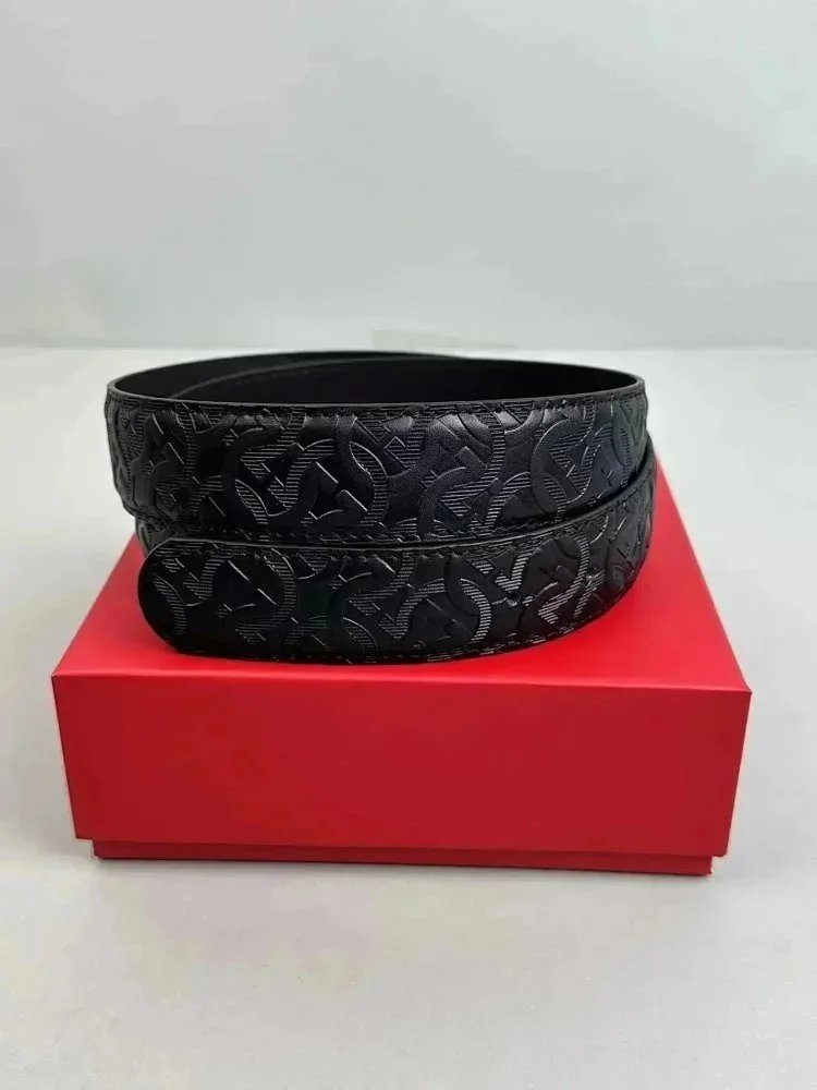 Christian Louboutin Monogram-Embossed Black Leather Belt