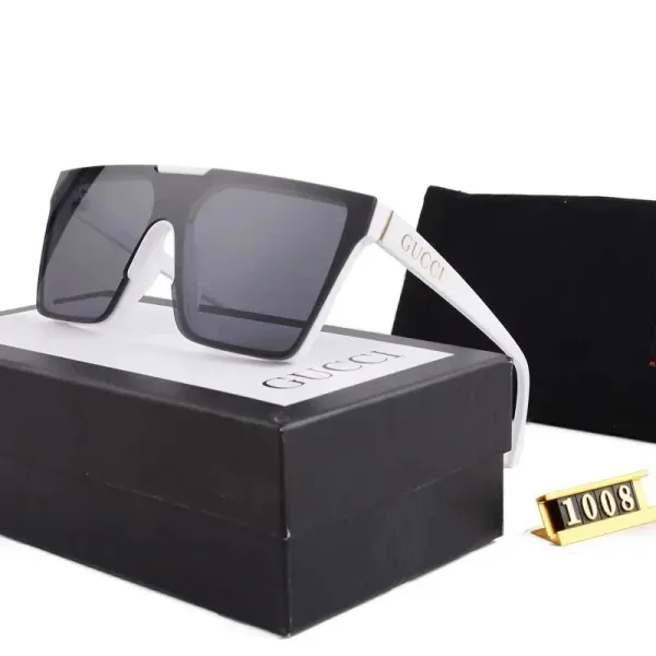 Gucci Oversized Shield Sunglasses White Frame Black Lenses - 1