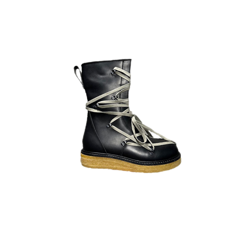 Rick Owens DRKSHDW Ramones High-Top Black Leather Boots - 16