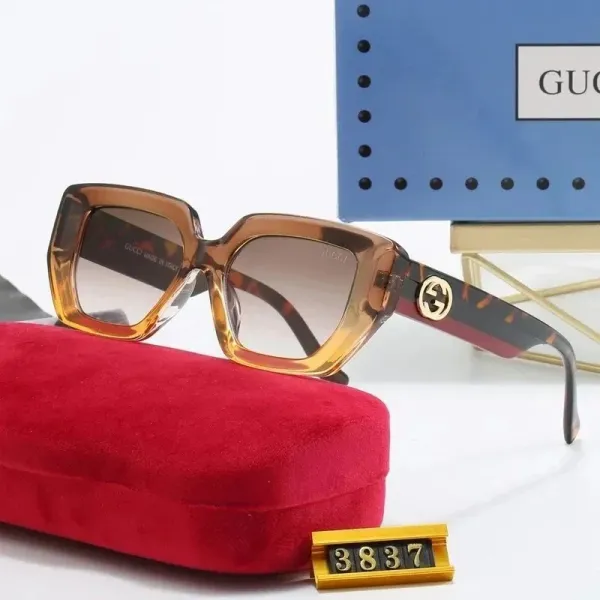 Gucci GG0741S Square Acetate Sunglasses Amber Tortoiseshell - 1