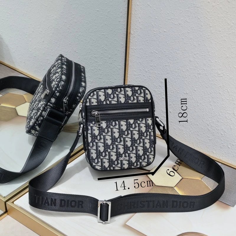 Dior Oblique Monogram Crossbody Bag Black and White - 2