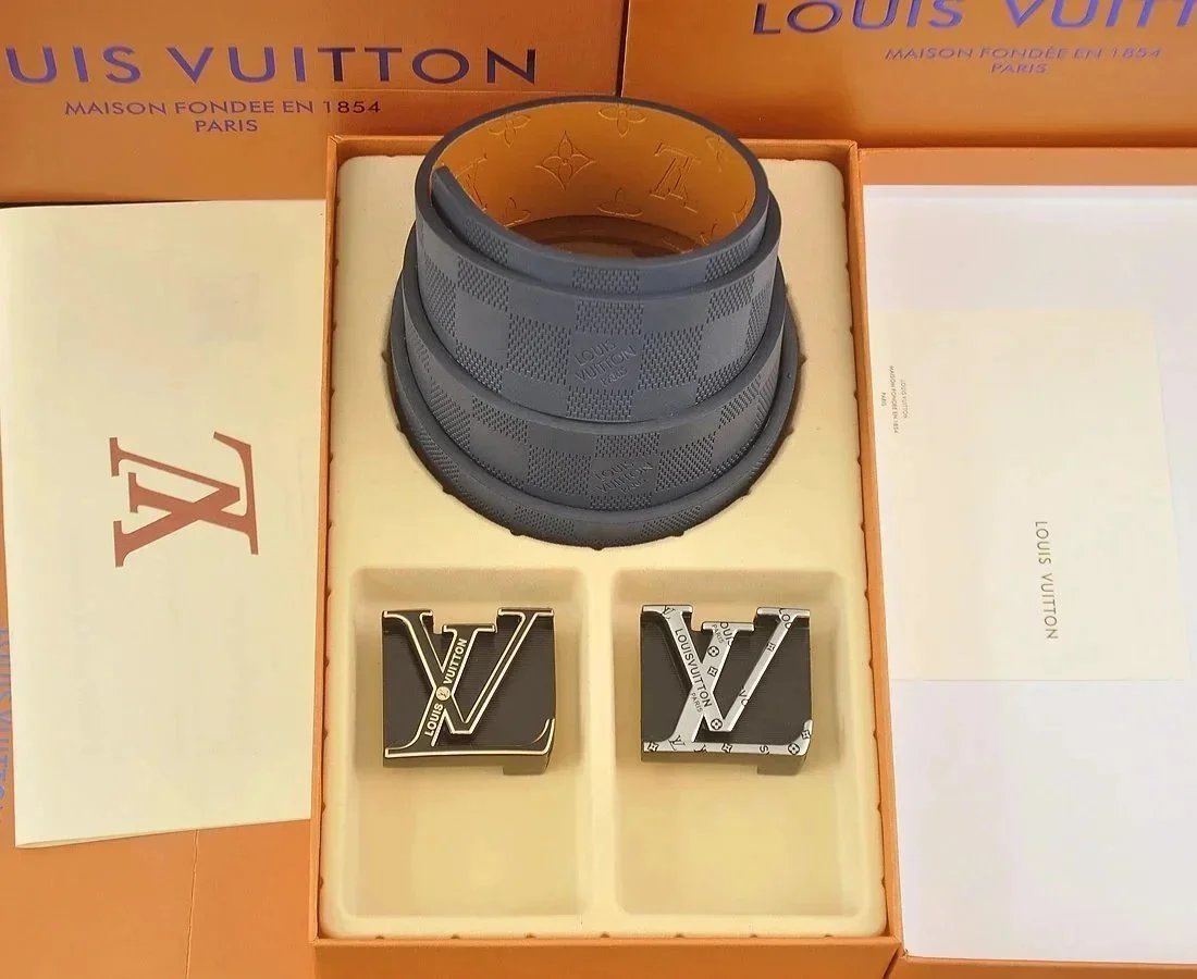 Louis Vuitton Damier Graphite Reversible Belt with Dual LV Buckles Gray Belt - 1