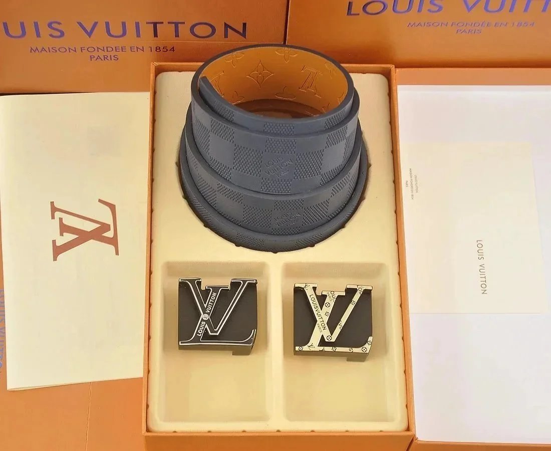 Louis Vuitton Damier Graphite Belt with Interchangeable LV Buckles Gray Belt - 1