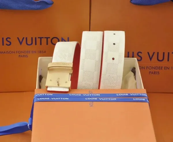 Louis Vuitton LV Initiales Belt White Leather with Red Lining - 5