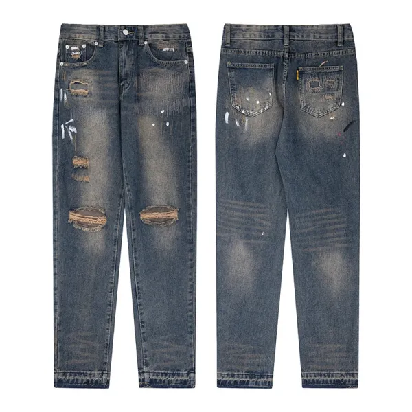 Design Wide-Leg Split-Hem Light Wash Jeans - 5