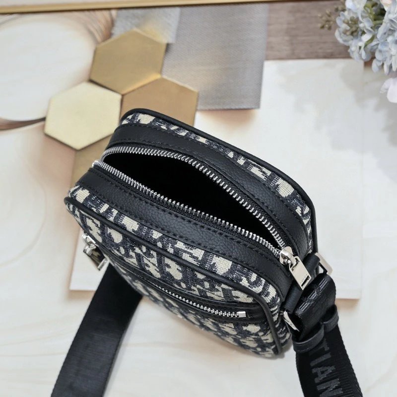 Dior Oblique Monogram Crossbody Bag Black and White - 9