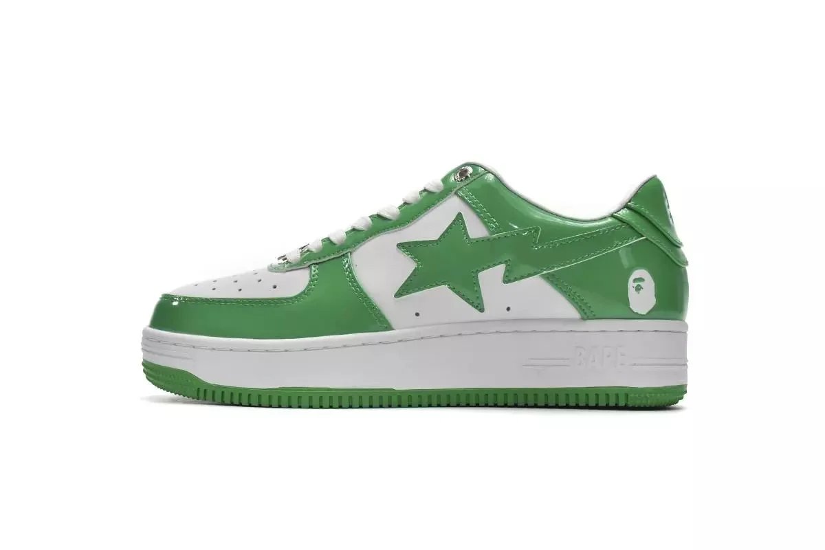 A Bathing Ape Bape Sta Low Green and White Sneakers - 1