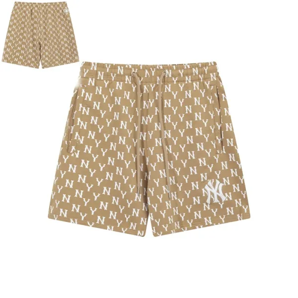 New York Yankees Monogram Print Shorts Beige - 1