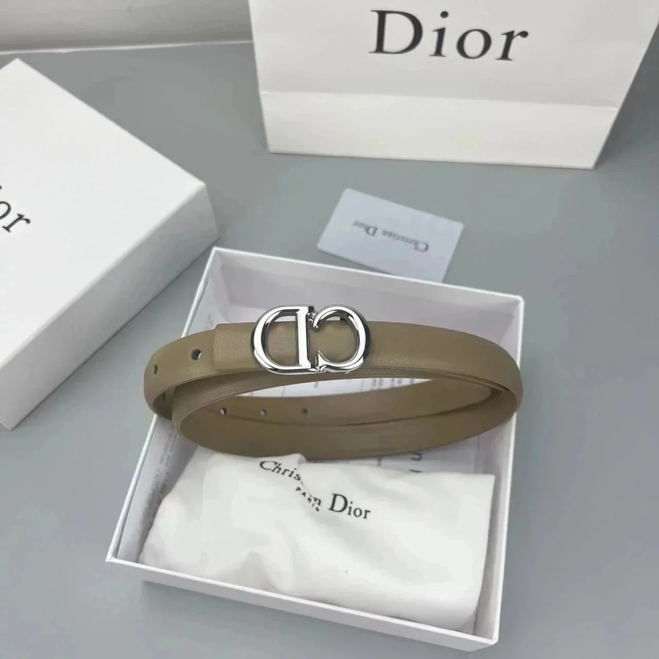 Dior CD Belt Beige Leather Belt
