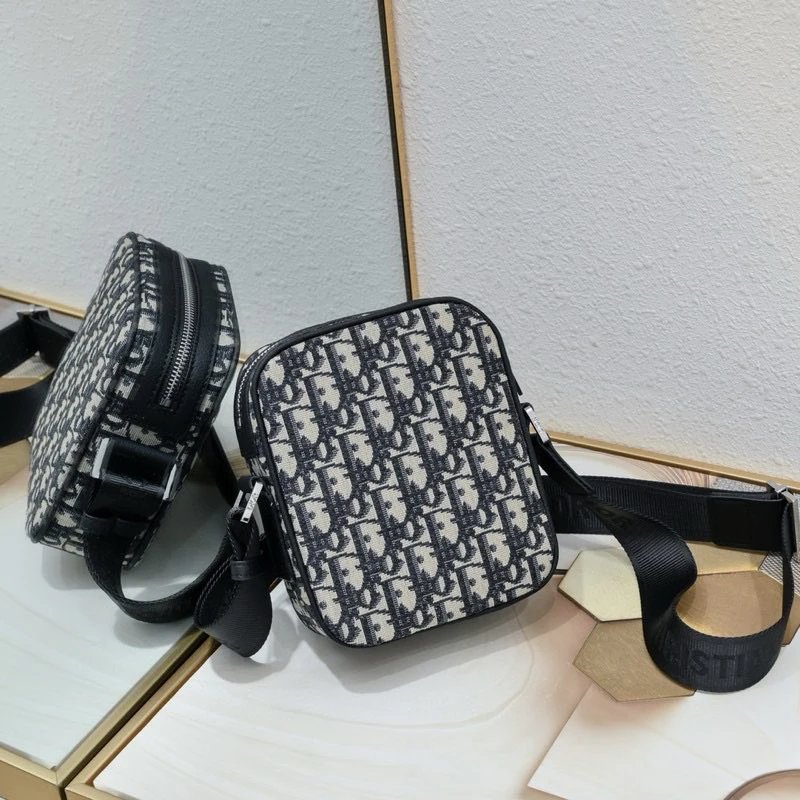 Dior Oblique Monogram Crossbody Bag Black and White - 5