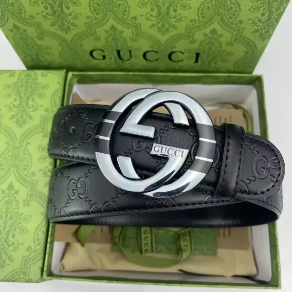Gucci GG Marmont Belt Black Embossed Leather Belt - 1