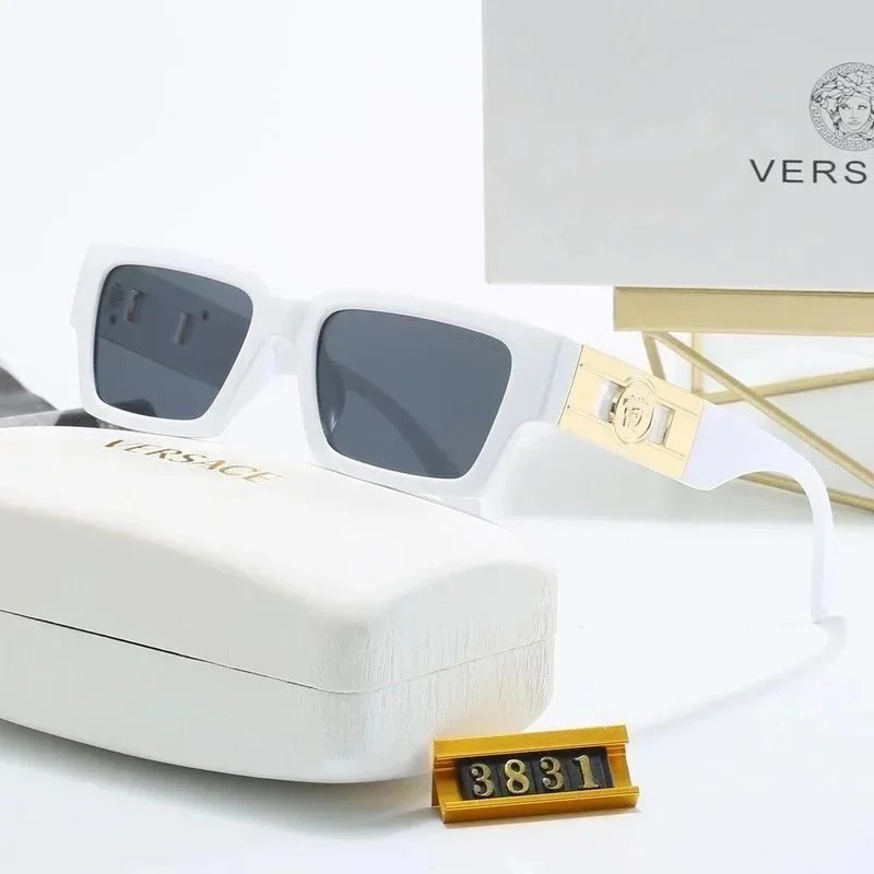 Versace Medusa Icon White Acetate Sunglasses with Gold Hardware - 1